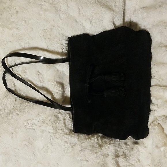Tiffany & Fred Leather Purse Handbag Black Tasseled - Picture 1 of 9